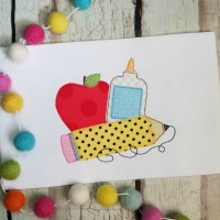 Apple, Glue, Pencil Machine Applique Design - Satin Stitch